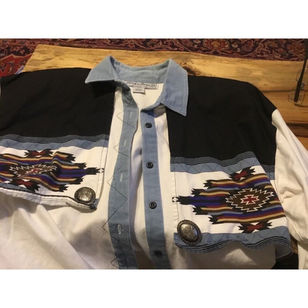 Vintage Western Style Size L Long Sleeve Button Up‎ Country Tease By Adobe Rose